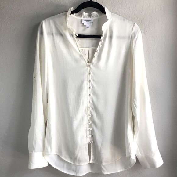 Express ruffle collar covered button and loop shirt Victorian western 1800s Med - Picture 1 of 9